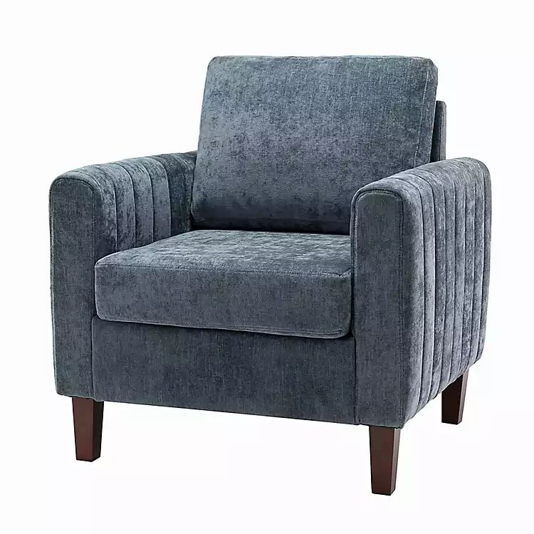 Blue Velvet Channel Stitch Accent Chair | Kirkland's Home