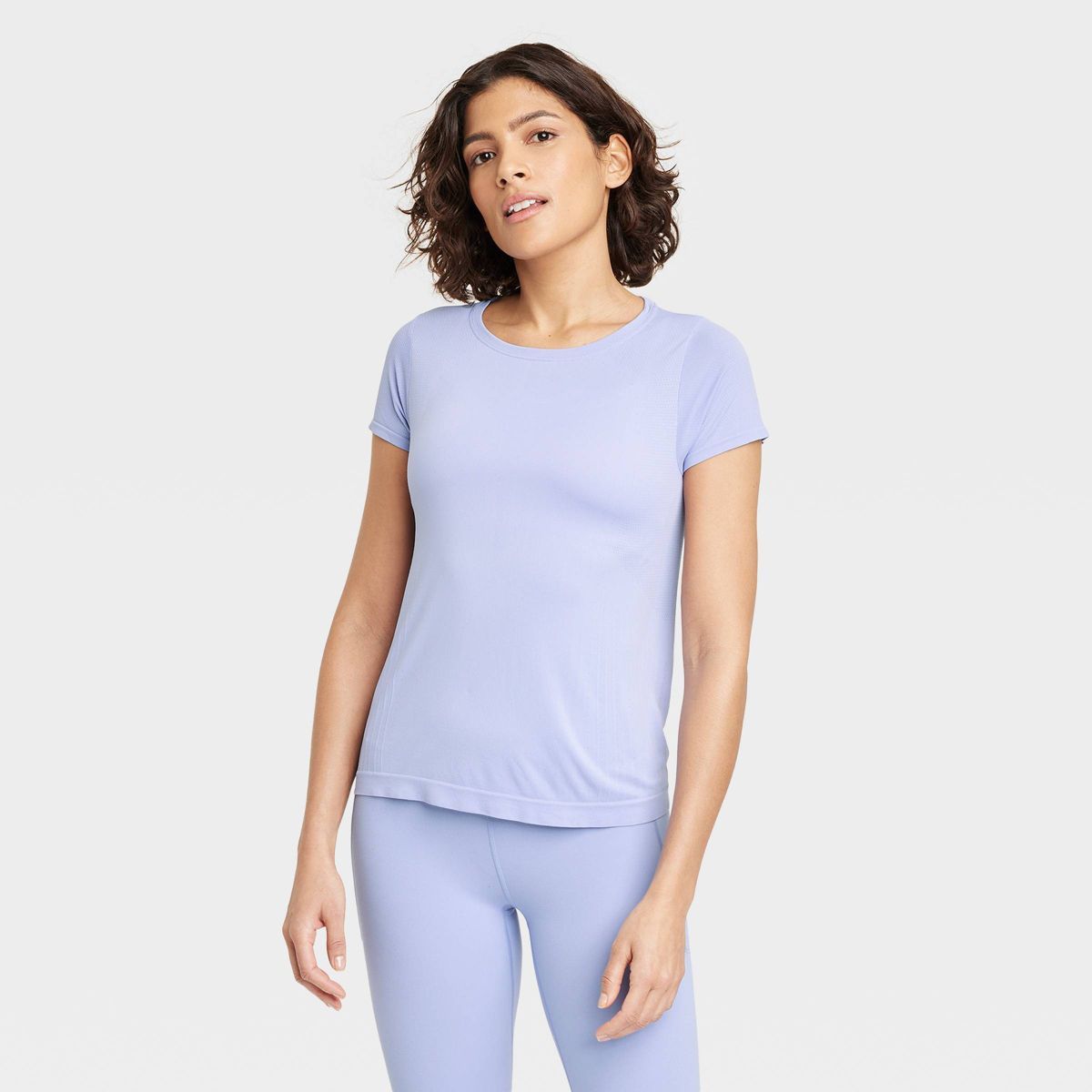 Women's Seamless Short Sleeve Shirt - All In Motion™ Lilac Purple L | Target