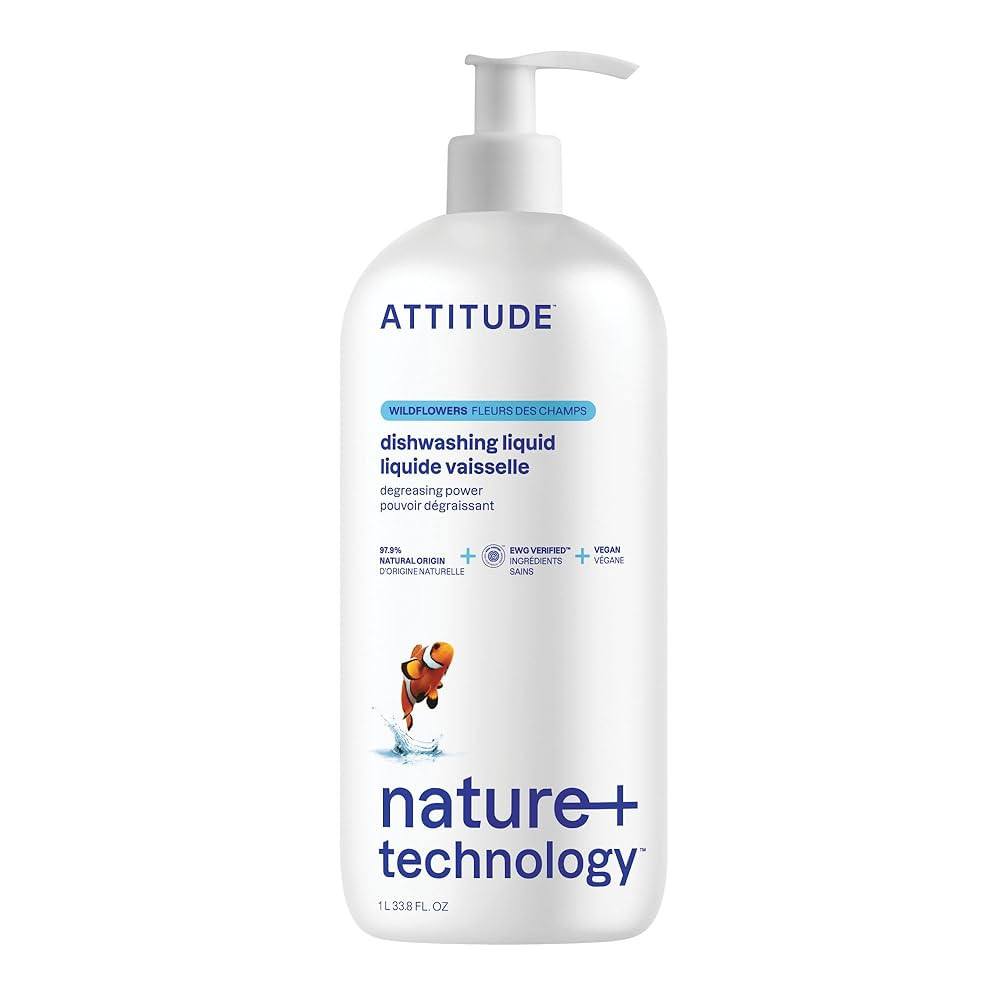 ATTITUDE Dish Soap, EWG Verified, Plant-Based & Vegan Dishwashing Liquid, Naturally Derived, Wild... | Amazon (US)
