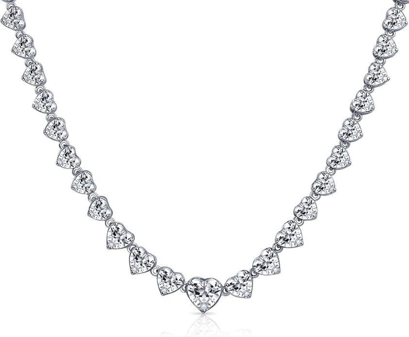 Classic Traditional Bridal Graduated Heart Shape Teardrop AAA CZ V Chevron Front Heart Latch Clas... | Amazon (US)