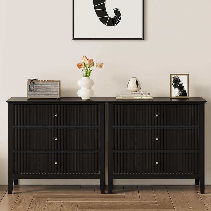 RoyalCraft 32" Large Nightstand Set of 2, Fluted Painted Bedside Table with 3 Spacious Drawers, M... | Amazon (US)