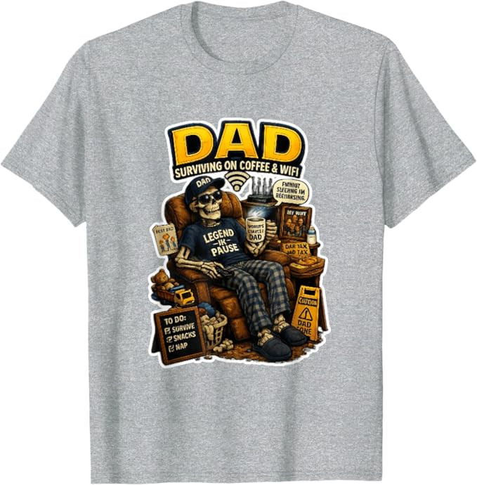 Dad Surviving on Coffee and Funny Skeleton Graphic T-Shirt | Amazon (US)