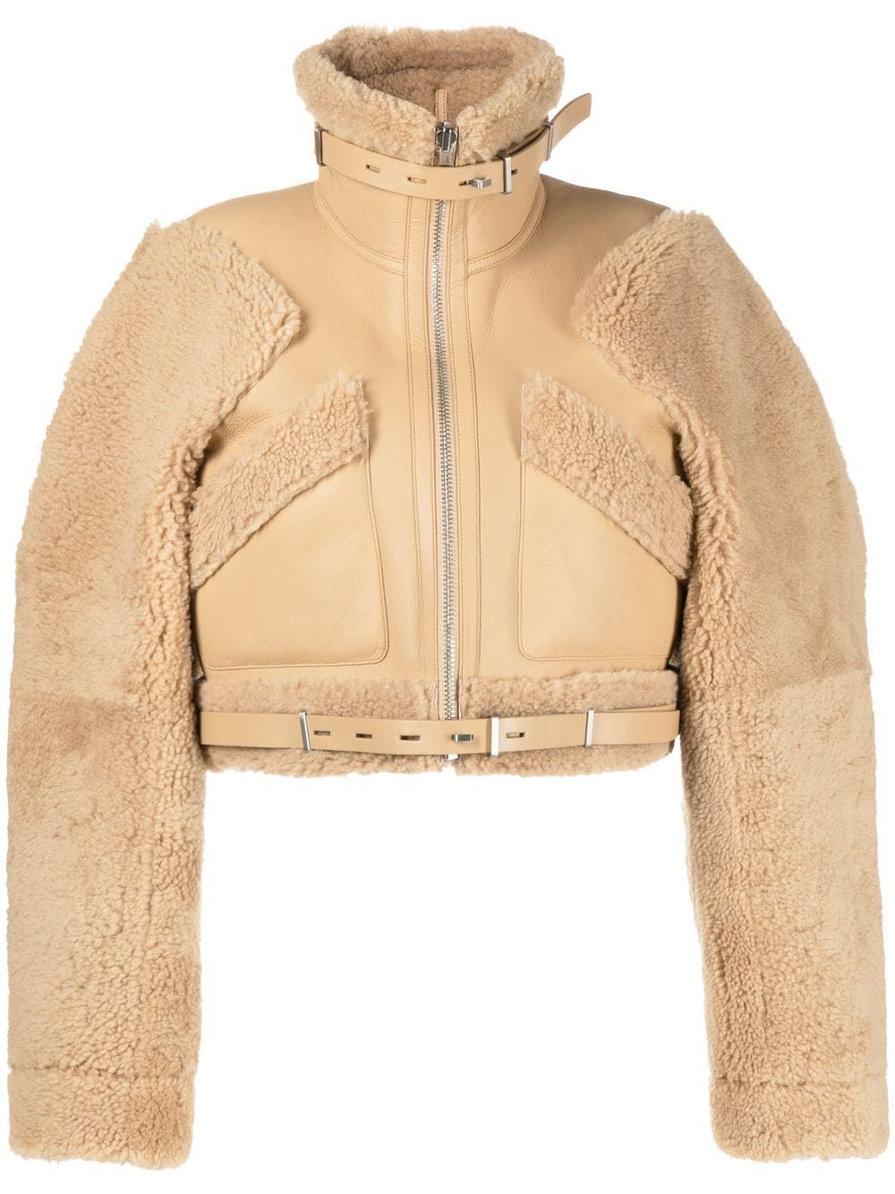 Dion Lee Reversible Cropped Leather Shearling Jacket - Farfetch | Farfetch Global