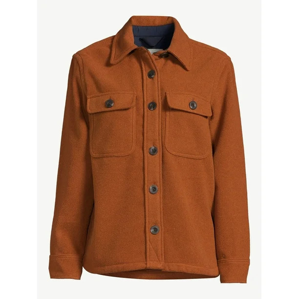 Free Assembly Women's Wool Blend Shirt Jacket - Walmart.com | Walmart (US)