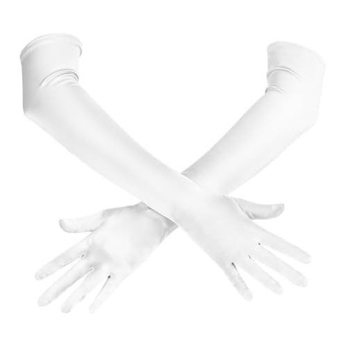Spooktacular Creations Long Opera Party Gloves, 20s Satin Dress White Gloves for Women, Stretchy Elbow Length Bridal Dress, 21 inches | Amazon (US)