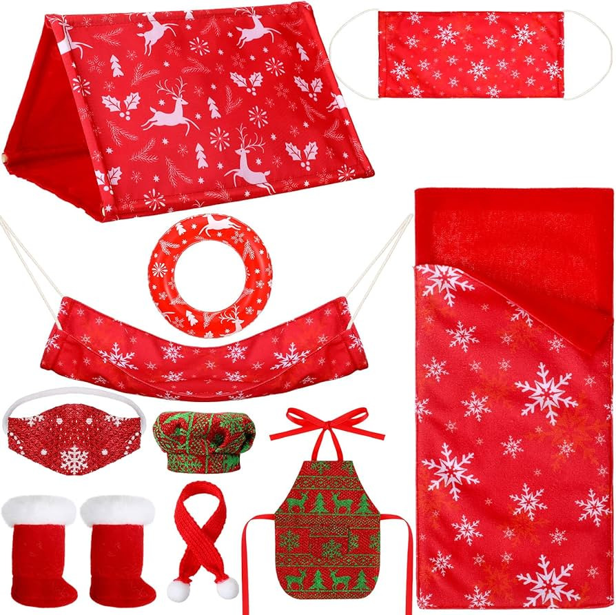 Bencailor 10 Pcs Christmas Elf Doll Accessories Set Include Elf Sleeping Bag Hammock Tent Scarf M... | Amazon (US)