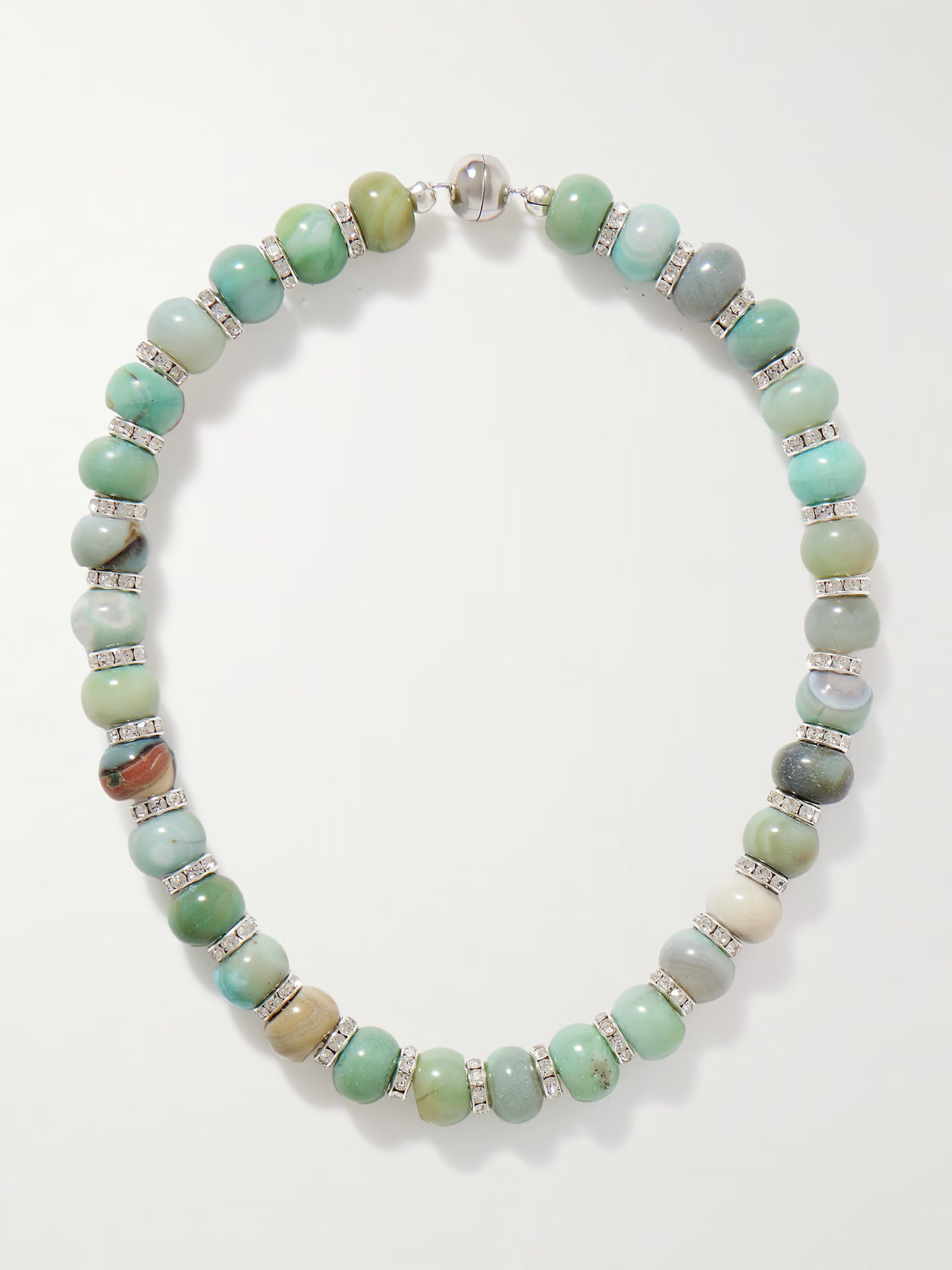 Julietta - Thea Rhodium-plated Crystal And Agate Necklace - Blue | NET-A-PORTER (US)