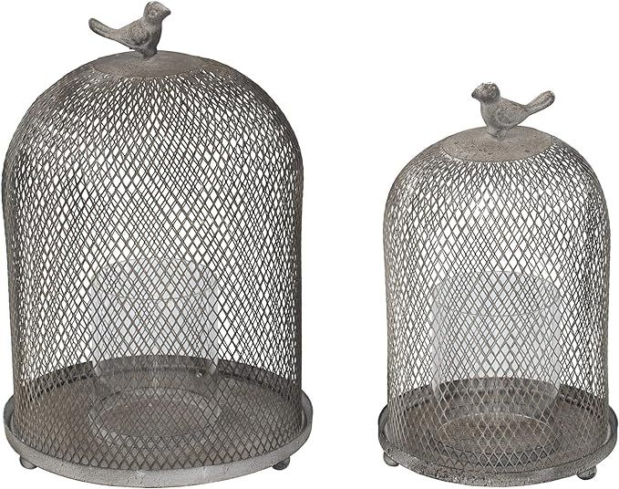 A&B Home Set of 2 Vintage Mesh Candle Holder with Glass Hurricane Farmhouse Style for Wedding Par... | Amazon (US)