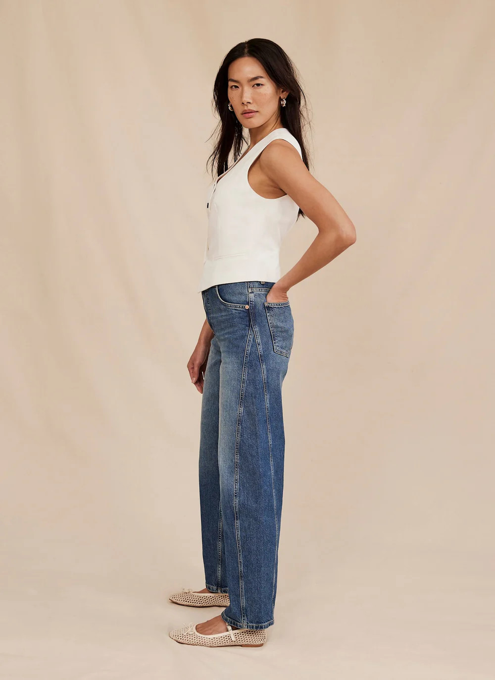 Mid Indigo Barrel Leg Jeans | Mint Velvet