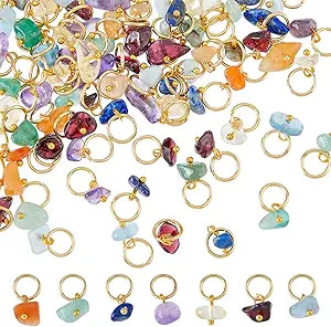 SUPERFINDINGS 84Pcs 7 Colors Natural Stone Pendants Mixed Gemstone Charms with Light Gold Stainle... | Amazon (US)