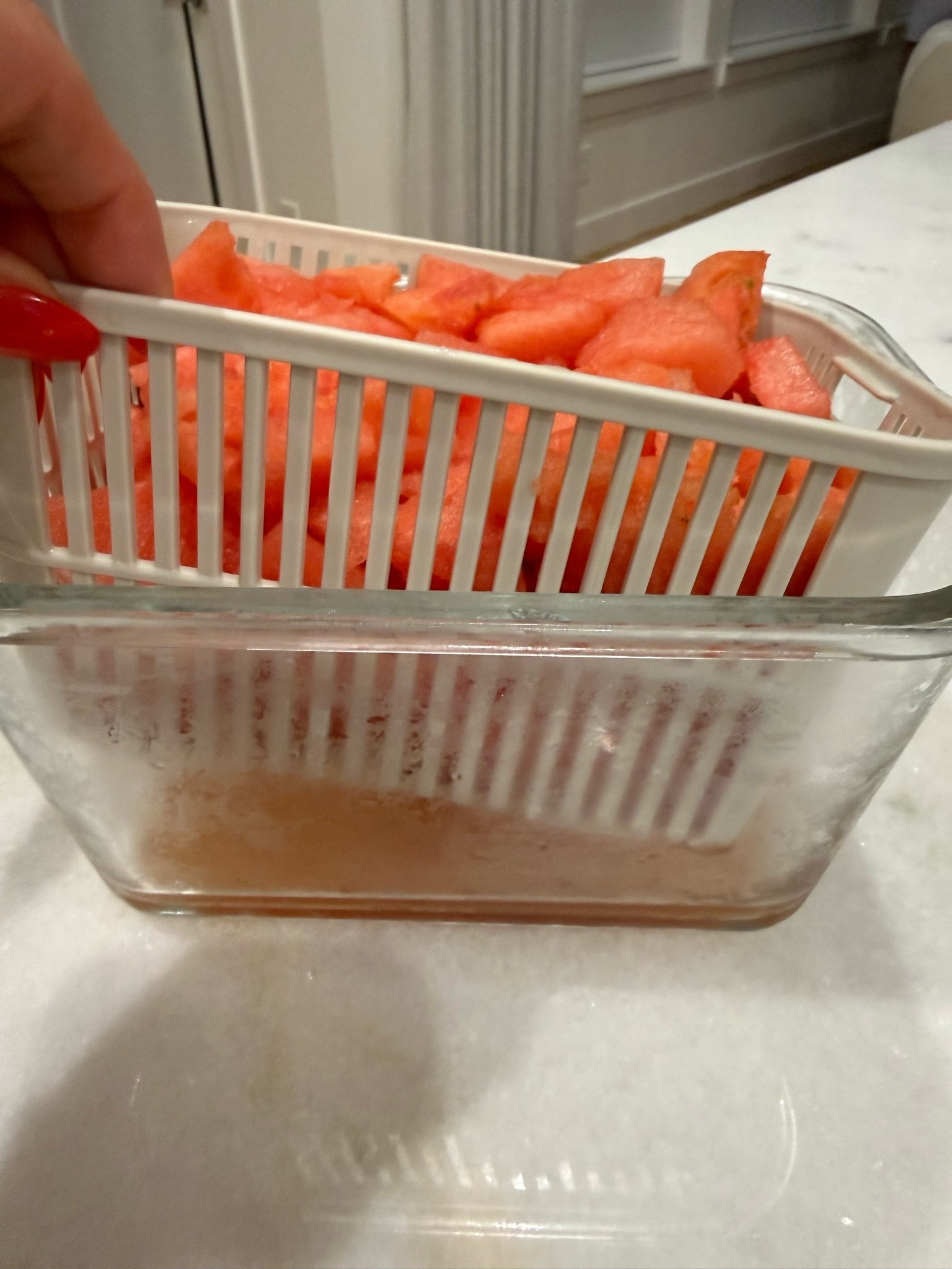 If you have fruit and put them in normal containers, you need these that strain inside the container. I put watermelon in here and it’s a game changer

#LTKHome