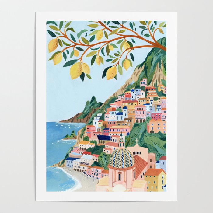 Positano, Italy Poster by Ambers Textiles | Society6