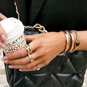 Chunky Rings for Women Size 6-11 Statement Rings Thumb Rings Bold Thick Ring Fashion Wide Band Ri... | Amazon (US)
