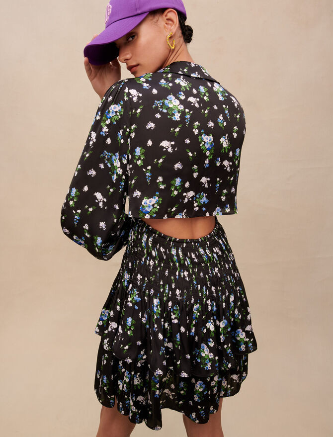 Smocked floral-print dress | Maje US