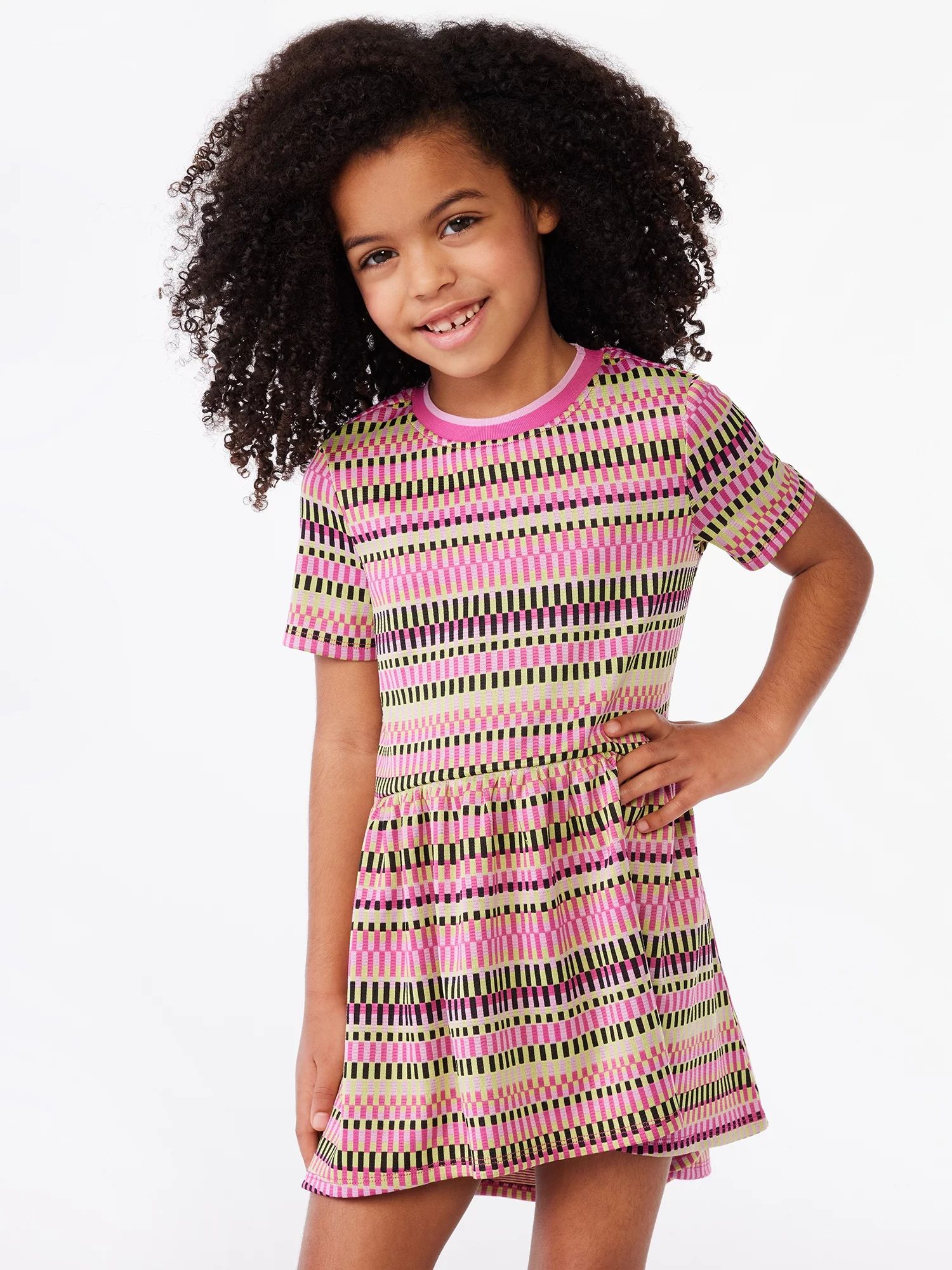 Scoop Girls Short Sleeve Fit and Flare Dress, Sizes 4-12 | Walmart (US)