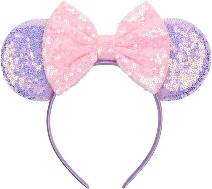 YanJie Mouse Ears Bow Headbands, Glitter Party Princess Decoration Cosplay Costume for Girls & Wo... | Amazon (US)