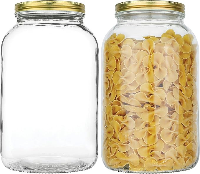 kitchentoolz 2 Pack - 1 Gallon Glass Mason Jar Wide Mouth with Airtight Metal Lid - Safe for Ferm... | Amazon (US)