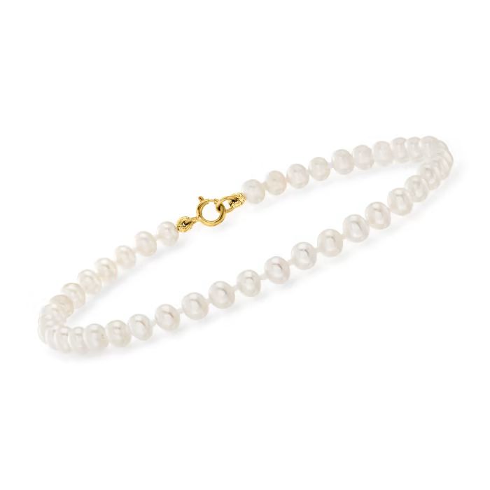 4-4.5mm Cultured Pearl Bracelet with 14kt Yellow Gold | Ross-Simons