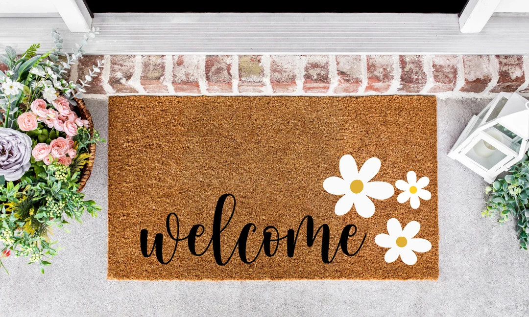Daisy Doormat, Spring Doormat, spring decor, personalized doormat, funny doormat, welcome mat, fr... | Etsy (US)