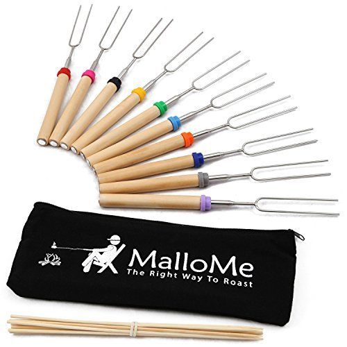 MalloMe Marshmallow Roasting Sticks Set of 10 Telescoping Rotating Smores Skewers & Hot Dog Fork ... | Amazon (US)