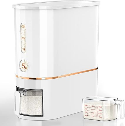 VenDotbi 26.5Lbs Rice Dispenser, Rice Container with Measuring Cup, Large Capacity Food Storage C... | Amazon (US)