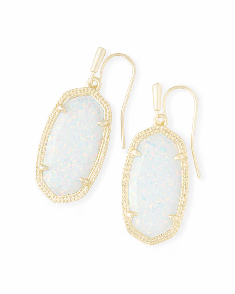Dani Gold Drop Earrings in White Kyocera Opal | Kendra Scott