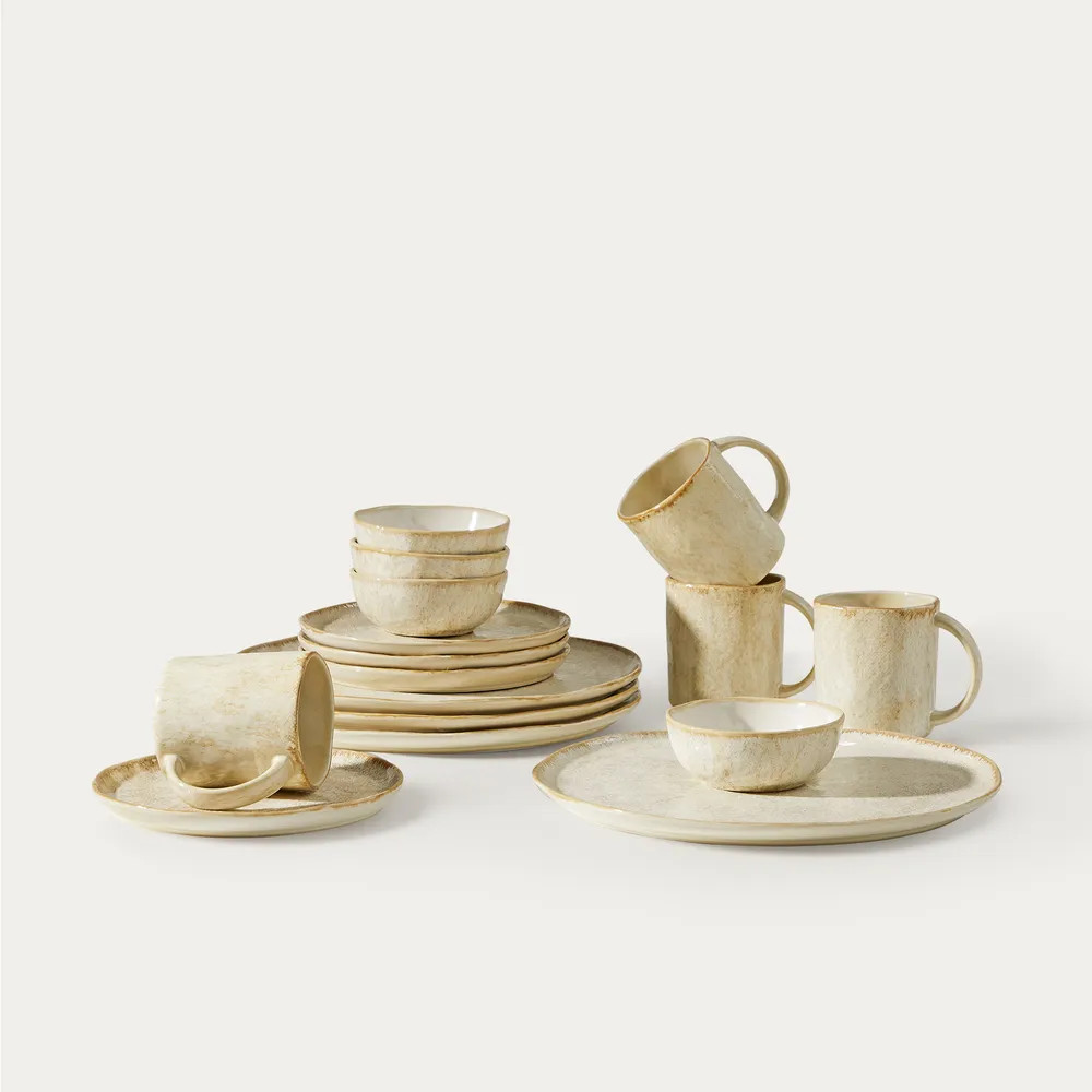 Ashen Ceramic Dinnerware (Set of 16) | Hernest
