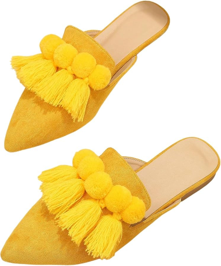 Verdusa Women's Dress Shoes Slip On Flats Comfortable Pointed Toe Mules Dressy Casual Loafers Sho... | Amazon (US)