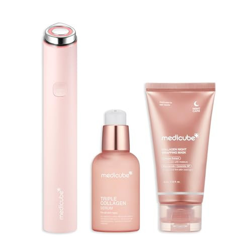 medicube Ultimate Pink Glow Skincare Trio: Mini Booster Pro Pink and Collagen Overnight Wrapping Peel Off Facial Mask Pack and Triple Collagen Serum 1.85 fl.oz (50ml) | Amazon (US)