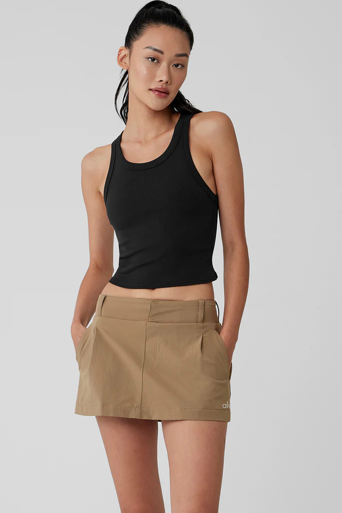 Goddess Ribbed Go-To Tank - Black | Alo Yoga (US)