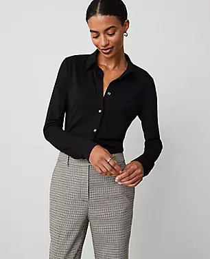 Button Down Knit Shirt | Ann Taylor (US)