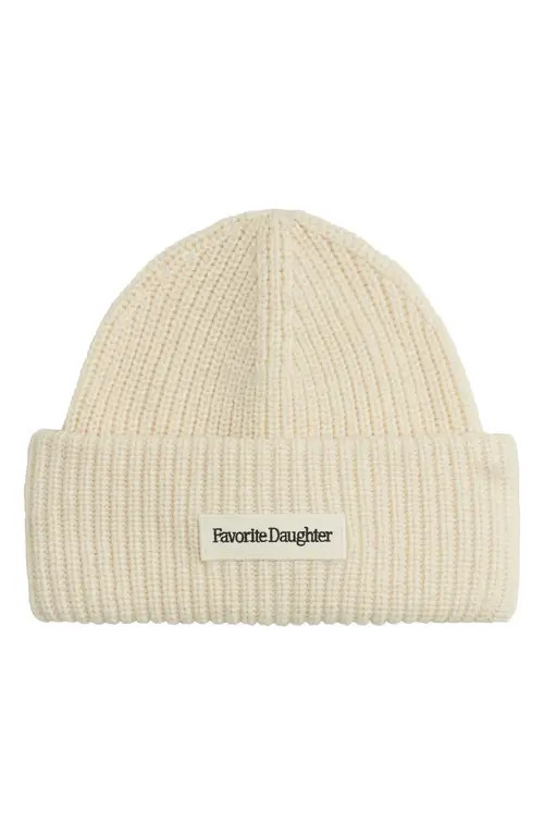 Favorite Daughter Logo Patch Beanie in Ivory at Nordstrom | Nordstrom