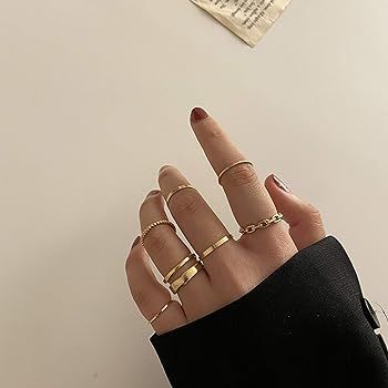 Gold Knuckle Rings Set for Women Girls Snake Chain Stacking Ring Vintage BOHO Midi Rings SIze Mix... | Amazon (US)