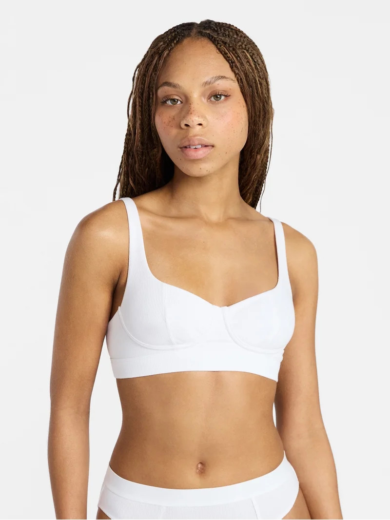 No Boundaries Women's Cotton Rib Wireless Bralette, Sizes XS-XXXL | Walmart (US)