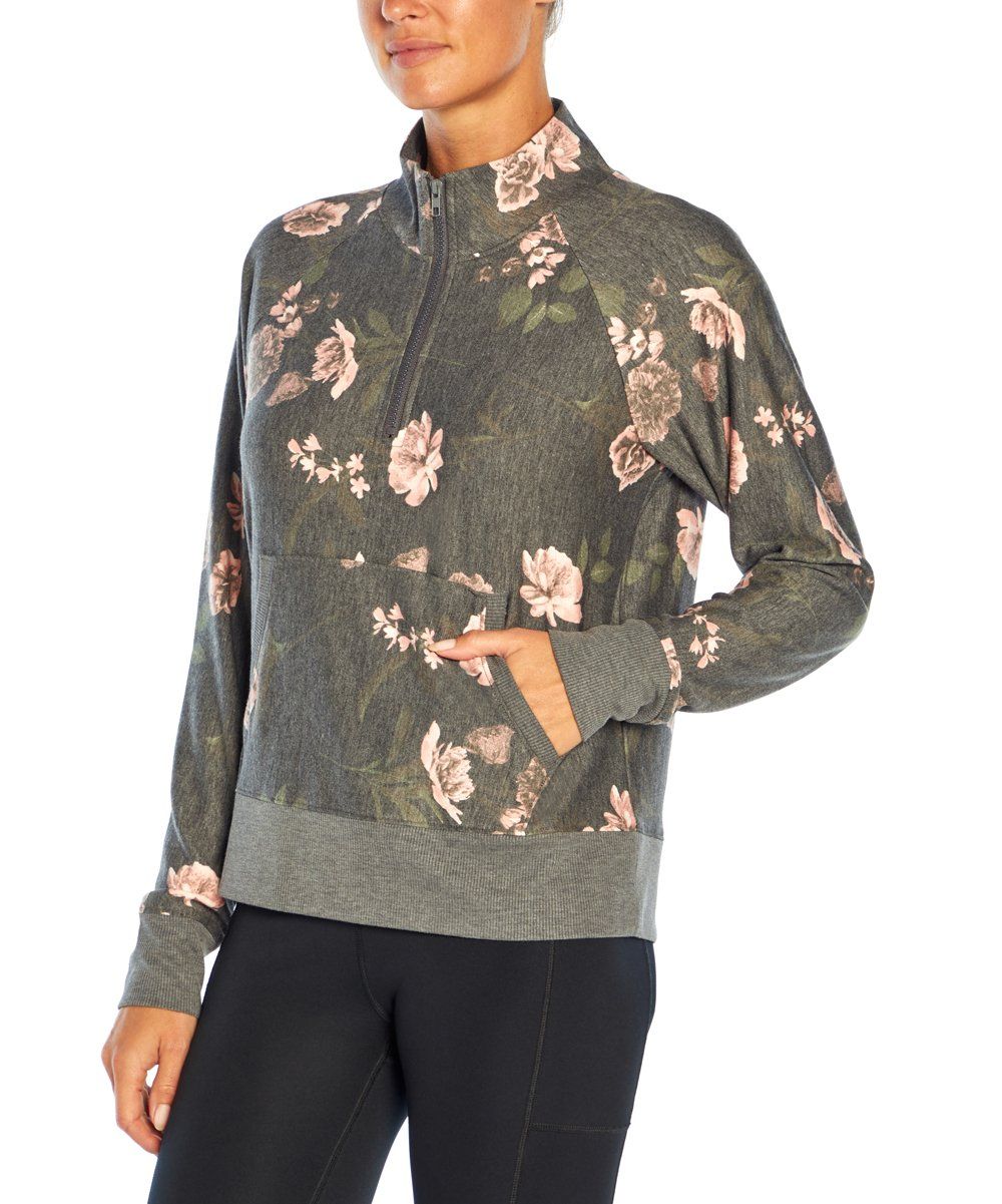 Balance Collection Mauveglow Romantic Floral Quarter-Zip Dara Pullover - Women | Zulily