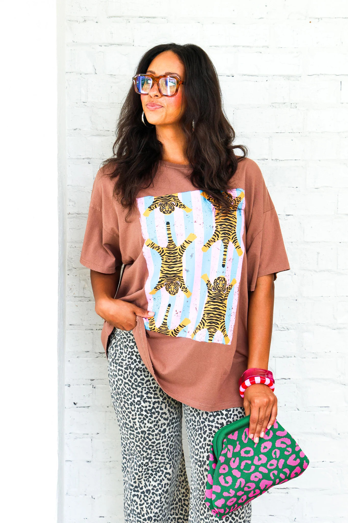 Tiger Elements Brown Short Sleeve Tee Brown / Large | The Willow Tree