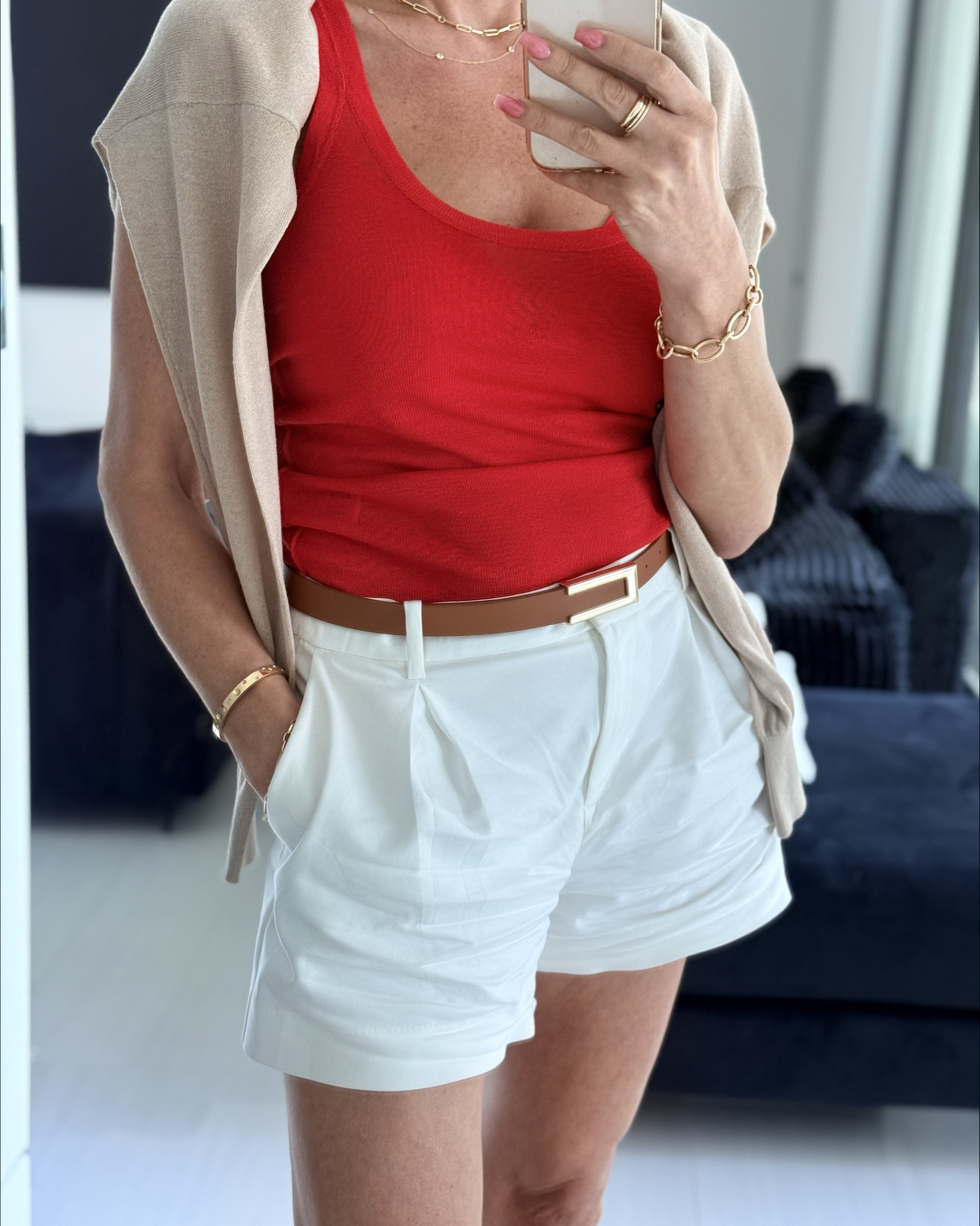 The perfect white shorts that is balanced between casual and workwear spending on how you style your top half. This red knot tank also comes in black and cream and yes I bought all 3.

So rather your a busy mom running errand, carport up line these shorts will have you feel like you have it together. Elevated and polished.

#LTKmomlife #LTKWorkwear #LTKootd