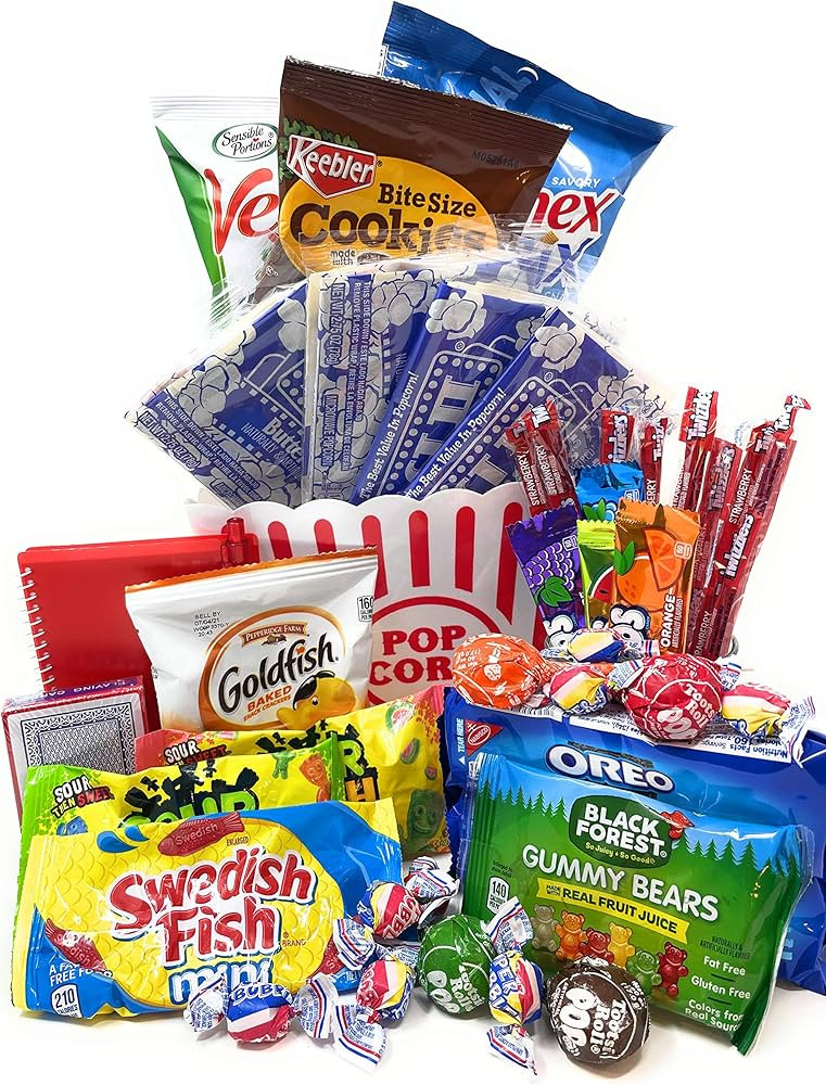 Movie and Game Night Gift Basket Care Package - Popcorn, Candy, Cookies Gift for Valentine's Day,... | Amazon (US)