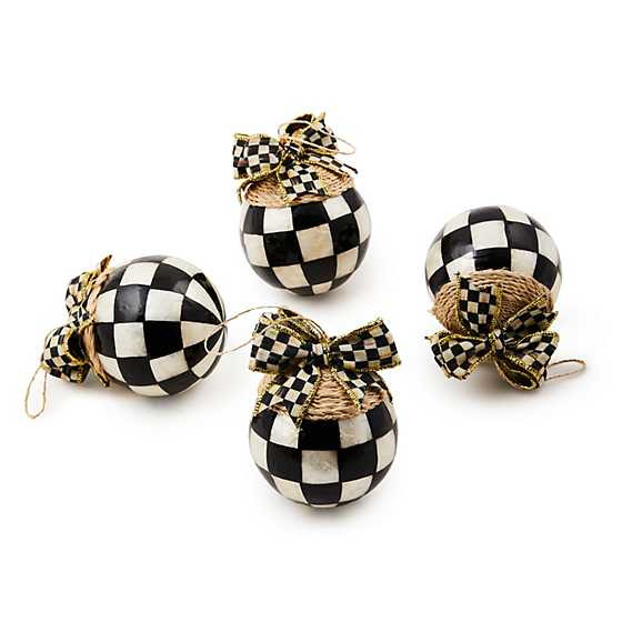Check Capiz Ball Ornaments, Set of 4 | MacKenzie-Childs