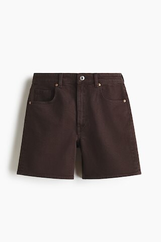 H & M - High-Waist Denim Shorts - Dark Brown | H&M (US + CA)
