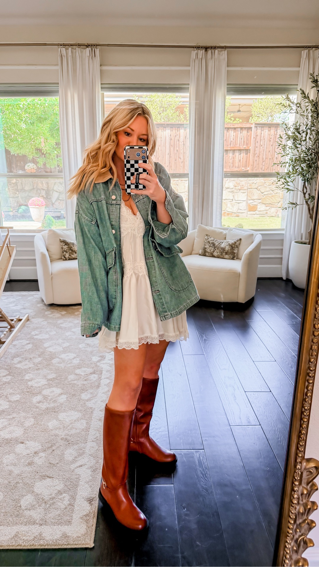 Boots: tts 
Dress: tts medium 
FP Jacket: small 
FP Dupe jacket: large