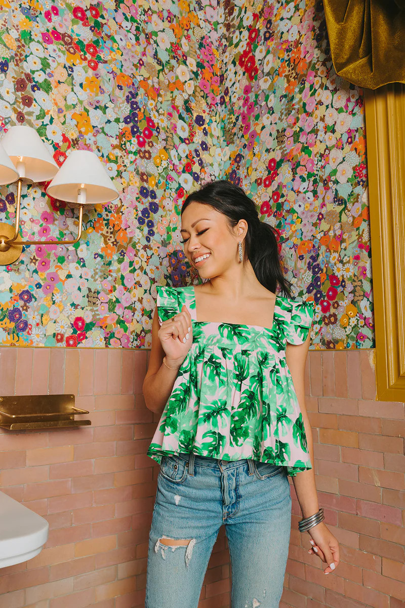 BuddyLove | Kyle Ruffle Swing Tank Top | Palm Pretty | BuddyLove