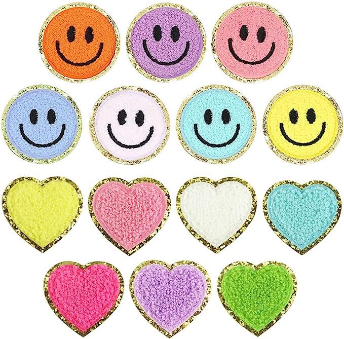 PLANTURECO Smiley Face Heart Patches, Iron on Patches 14 Pieces, Iron on Patches for Clothing, Pa... | Amazon (US)