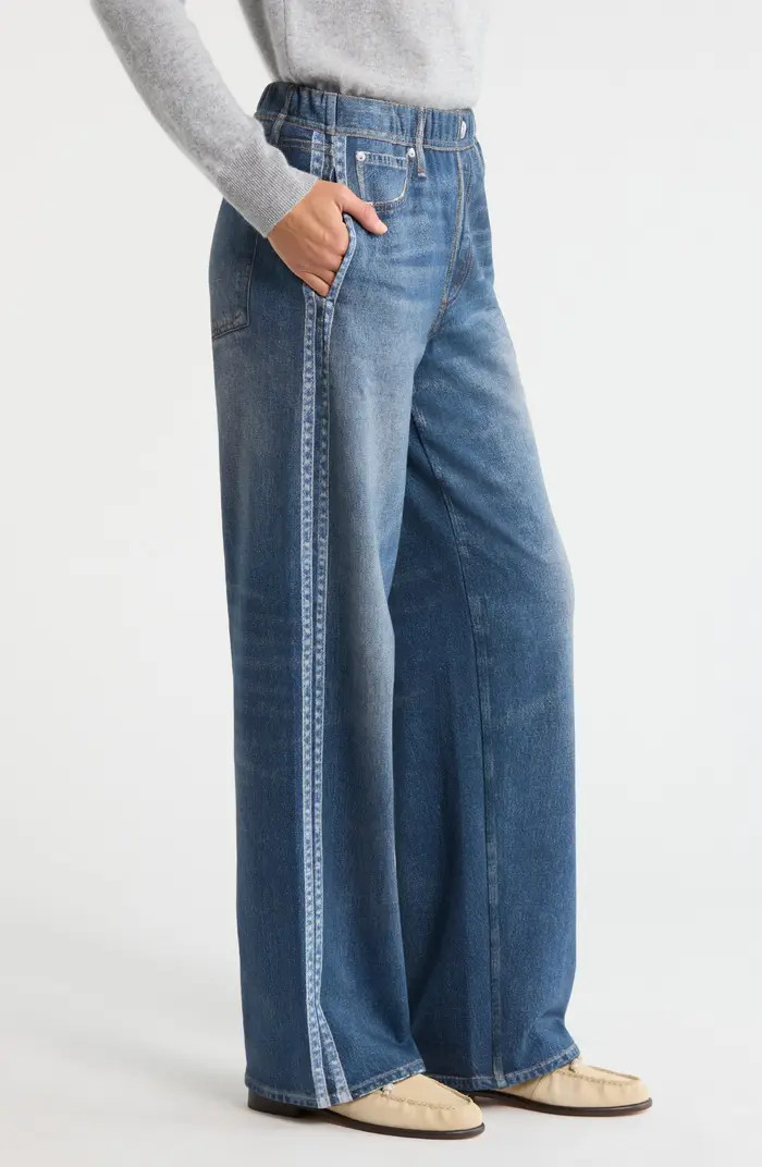 Miramar Side Stripe High Waist Wide Leg Cotton Terry Sweatpant Track Pants | Nordstrom