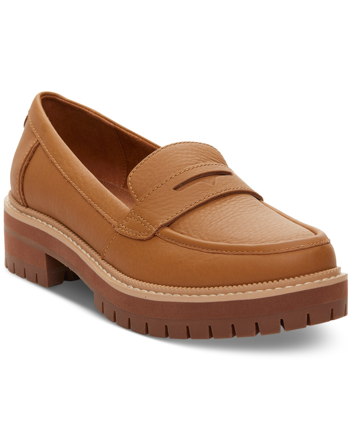 Toms Women's Cara Lug Sole Loafers - Tan Leather | Macy's