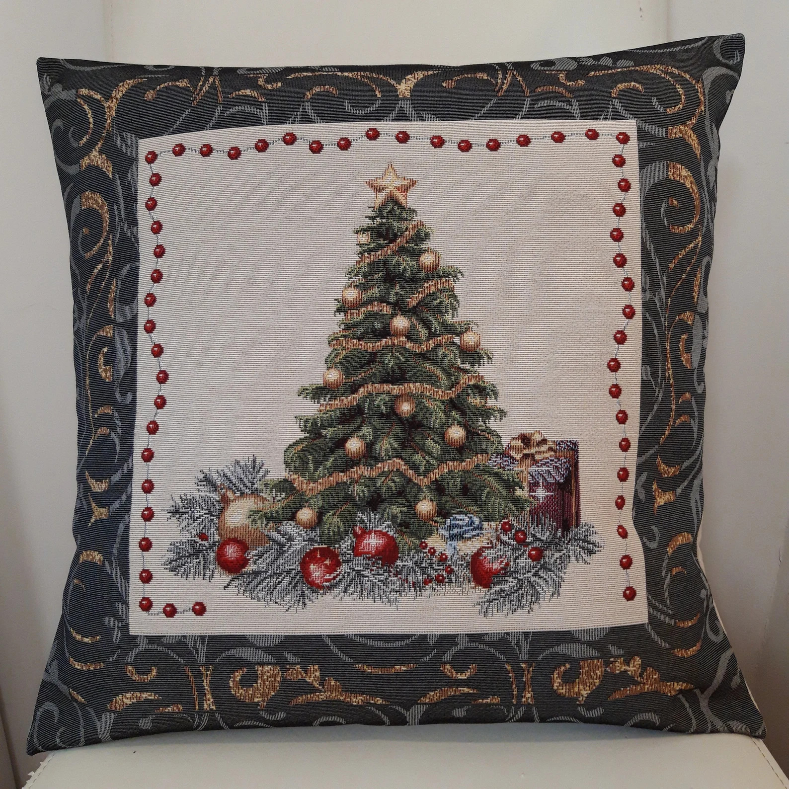 Christmas Tree Jacquard Tapestry Cushion Cover 2 45 X 45 Cm. Trendy Interior Decoration - Decorat... | Etsy (US)