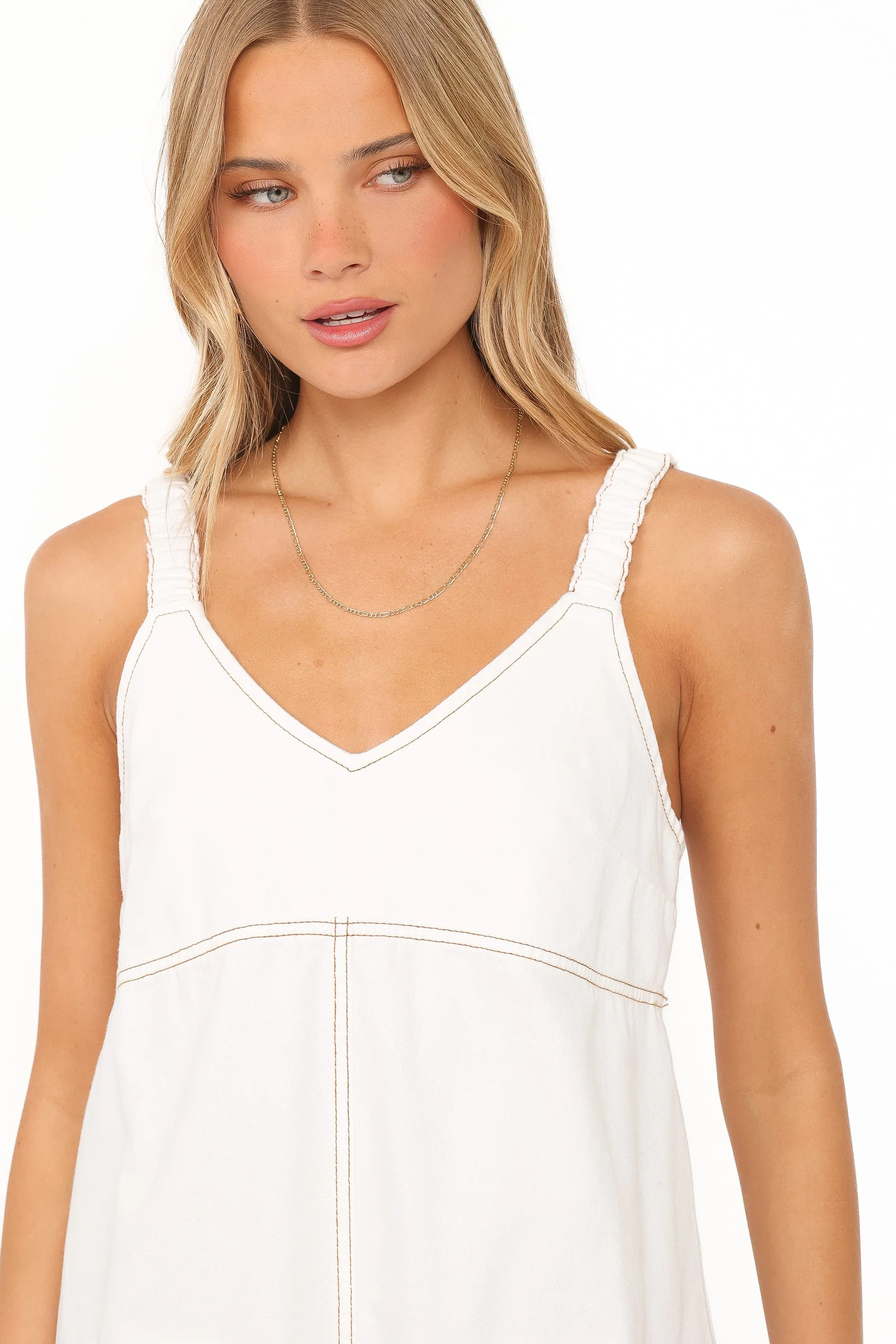 Kinley Mini Dress - White Denim | Petal & Pup (US)