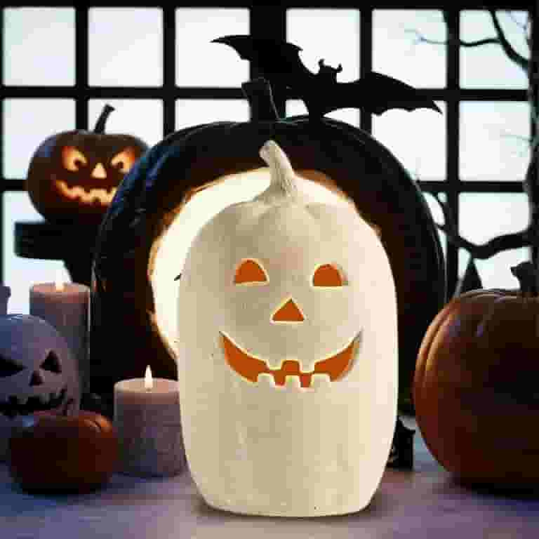 Hallowmas Handcrafted Jack-O'-Lantern, Artisanal Kiln-Fired Pumpkin with Hand-Carved Details, 202... | Walmart (US)
