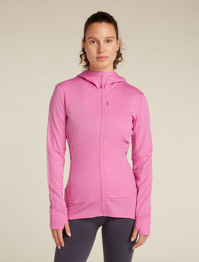 Icebreaker Merino 260 Quantum Long Sleeve Zip Hoodie - Woman - Pop - Size M | Icebreaker US