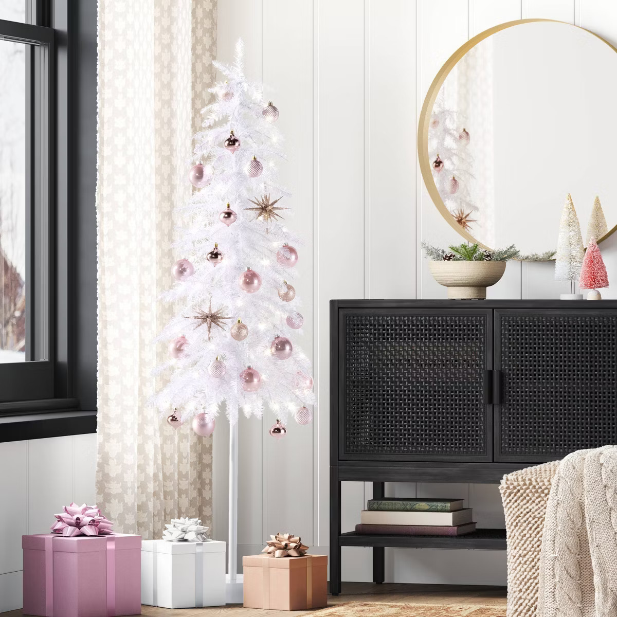 Pre-lit Slim White Tinsel Alpine Fir Artificial Christmas Tree White Lights - Wondershop™ | Target